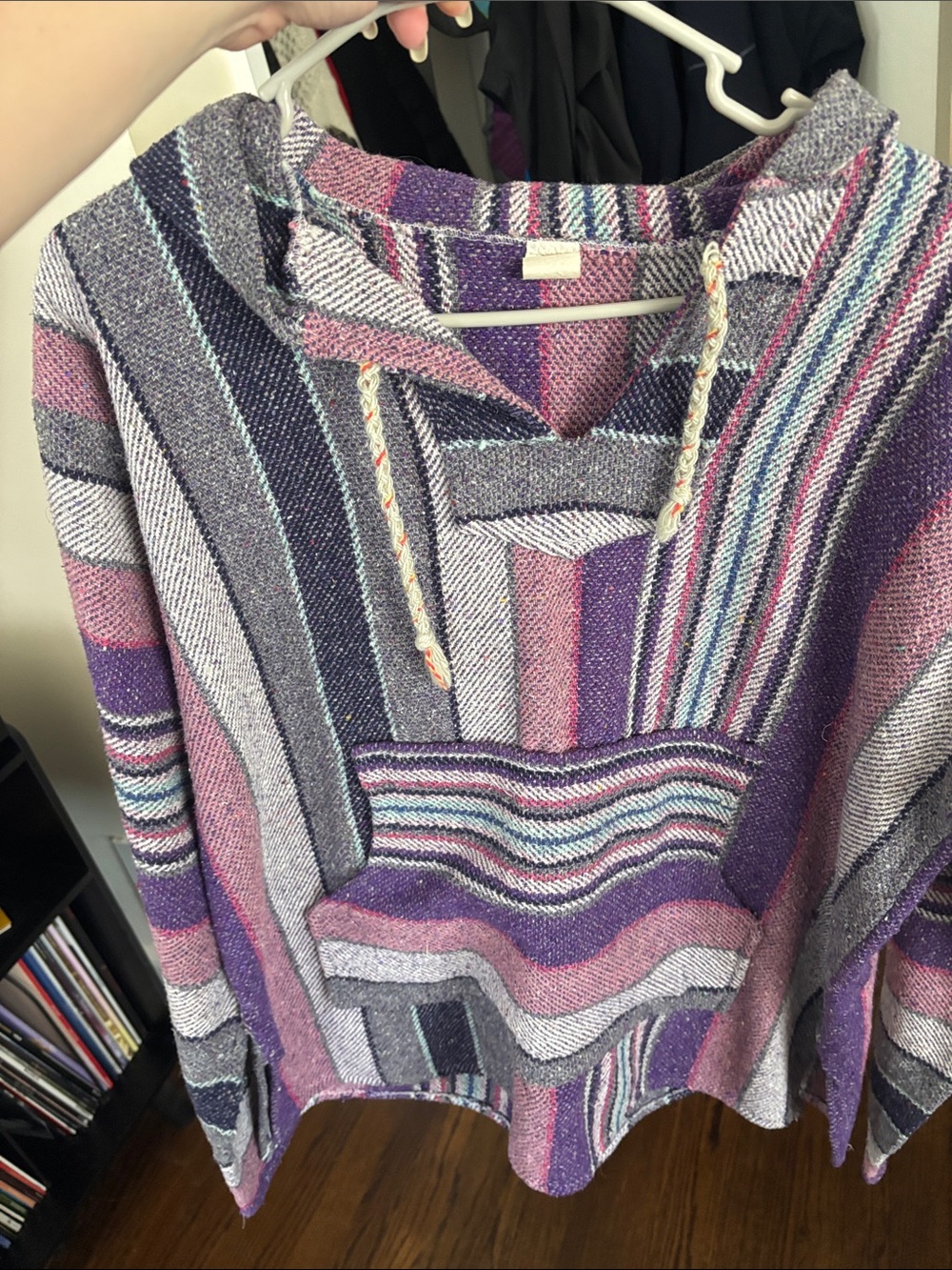 Striped Baja Hoodie in Purple and Pink
